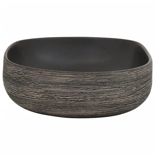 Håndvask til bordplade 59x40x15 cm oval keramik grå og sort