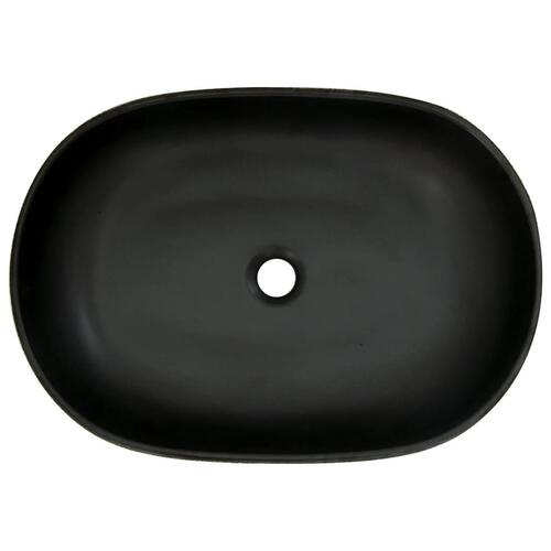 Håndvask til bordplade 59x40x15 cm oval keramik grå og sort