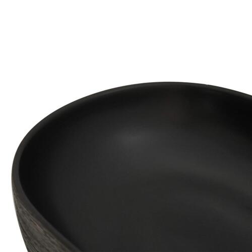 Håndvask til bordplade 59x40x15 cm oval keramik grå og sort