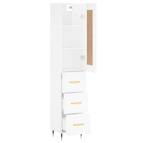 Skab 34,5x34x180 cm konstrueret træ hvid højglans
