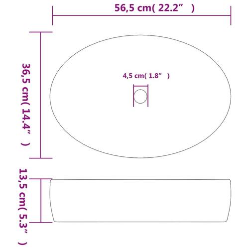 Håndvask til bord 56,5x36,5x13,5 cm oval keramik sort og blå