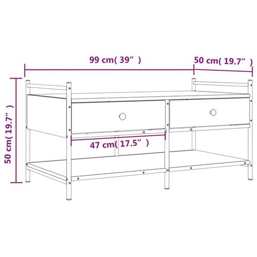 Sofabord 99x50x50 cm konstrueret træ sonoma-eg