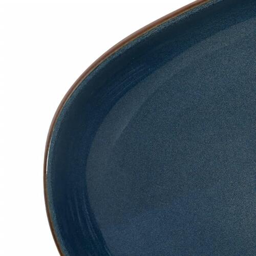 Håndvask til bordplade 59x40x14 cm oval keramik brun og blå