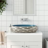 Håndvask til bordplade 59x40x15 cm oval keramik flerfarvet