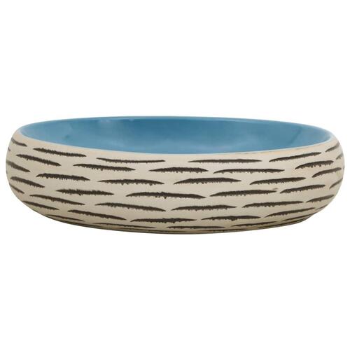 Håndvask til bordplade 59x40x15 cm oval keramik flerfarvet