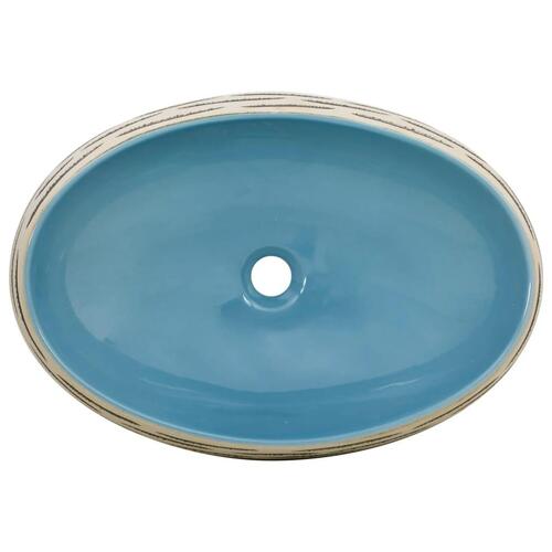 Håndvask til bordplade 59x40x15 cm oval keramik flerfarvet