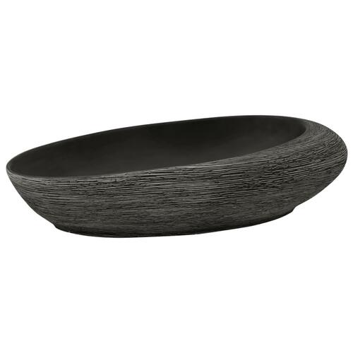 Håndvask til bordplade 59x40x15 cm oval keramik grå og sort