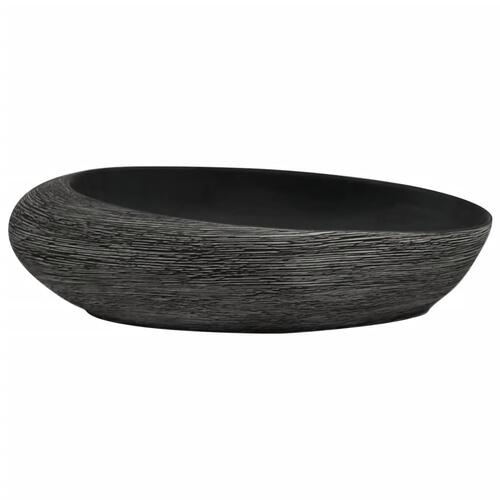 Håndvask til bordplade 59x40x15 cm oval keramik grå og sort