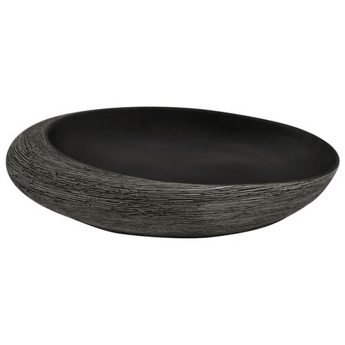 Håndvask til bordplade 59x40x15 cm oval keramik grå og sort