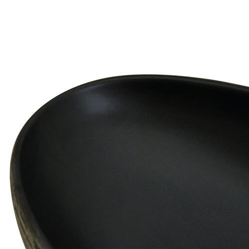 Håndvask til bordplade 59x40x15 cm oval keramik grå og sort