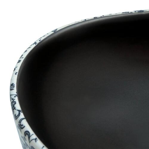 Håndvask til bordplade 47x33x13 cm oval keramik sort og blå