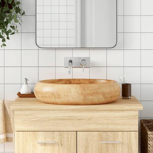 Håndvask til bordplade 59x40x15 cm oval keramik brun