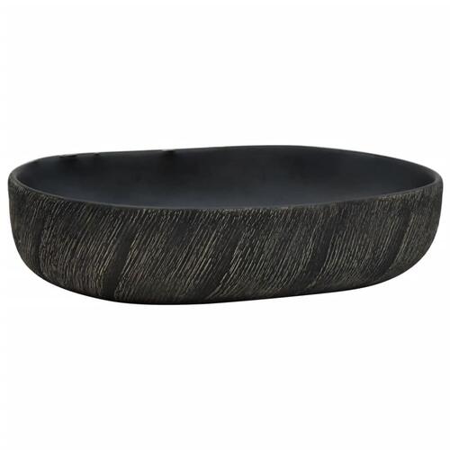 Håndvask til bordplade 59x40x14 cm oval keramik sort