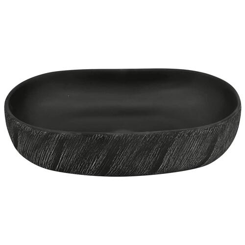 Håndvask til bordplade 59x40x14 cm oval keramik sort