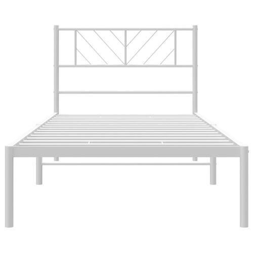 Sengeramme med sengegavl 100x200 cm metal hvid