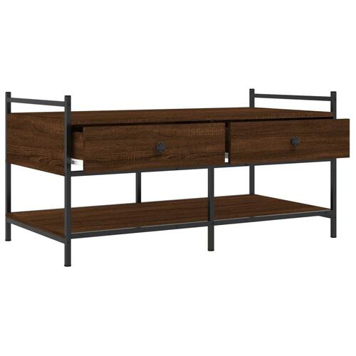 Sofabord 99x50x50 cm konstrueret træ brun egetræsfarve