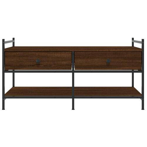 Sofabord 99x50x50 cm konstrueret træ brun egetræsfarve