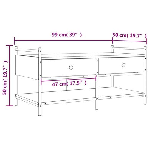 Sofabord 99x50x50 cm konstrueret træ brun egetræsfarve