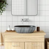 Håndvask til bordplade 47x33x13 cm oval keramik sort og grå