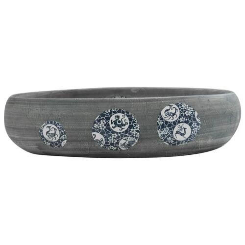 Håndvask til bordplade 59x40x15 cm oval keramik grå