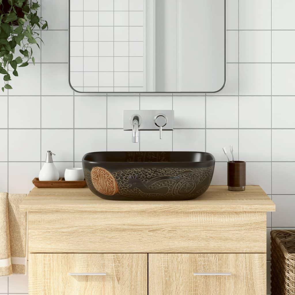 Håndvask til bord 48x37,5x13,5 cm rektangulær keramik sort