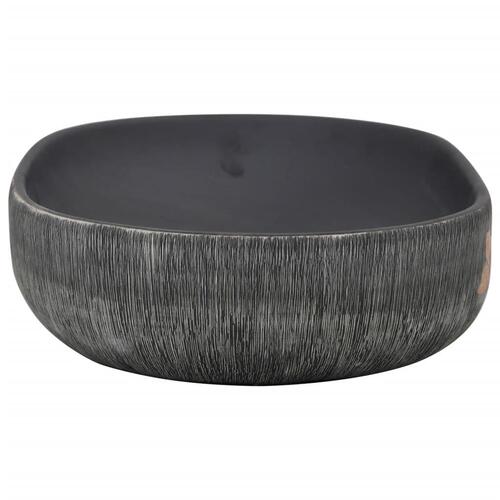 Håndvask til bordplade 59x40x15 cm oval keramik grå og sort