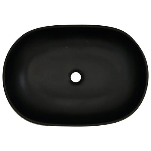 Håndvask til bordplade 59x40x15 cm oval keramik grå og sort