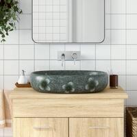 Håndvask til bordplade 59x40x14 cm oval keramik blå
