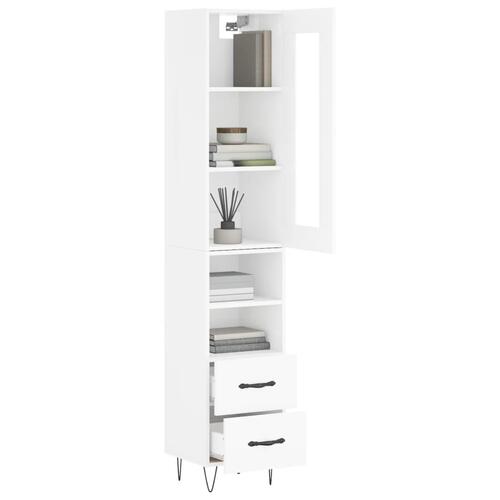 Skab 34,5x34x180 cm konstrueret træ hvid højglans
