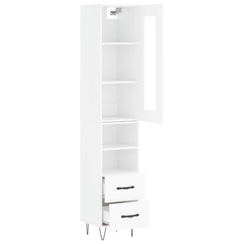 Skab 34,5x34x180 cm konstrueret træ hvid højglans