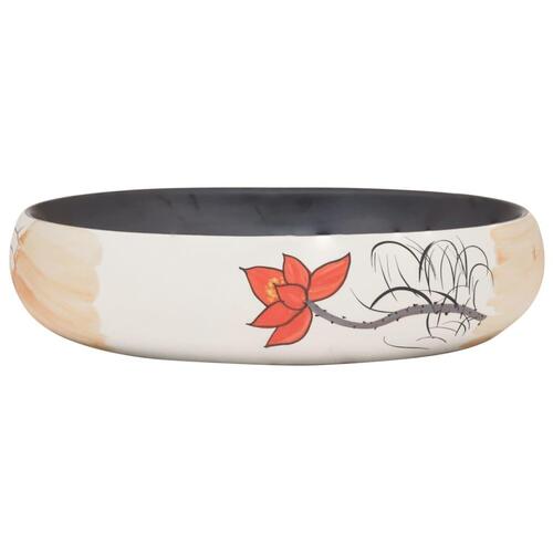 Håndvask til bordplade 59x40x15 cm oval keramik flerfarvet