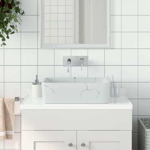 Håndvask til bord 46x35,5x13 cm rektangulær keramik hvid