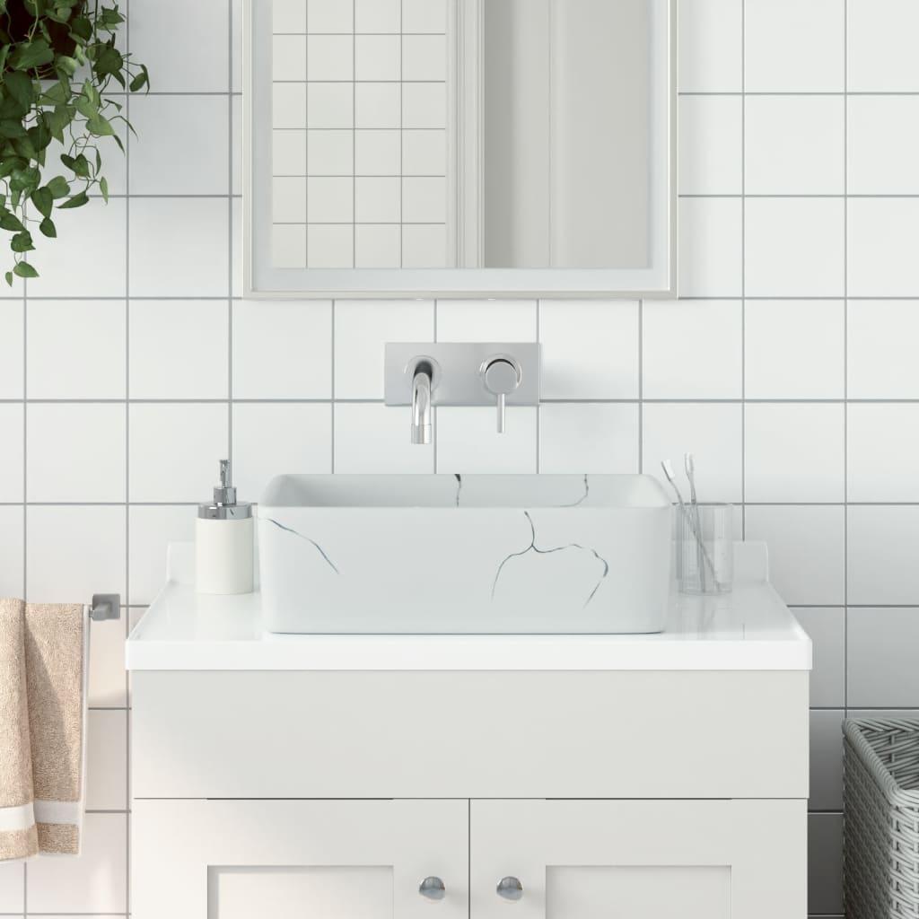 Håndvask til bord 46x35,5x13 cm rektangulær keramik hvid