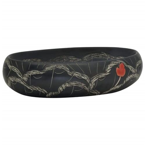 Håndvask til bordplade 59x40x15 cm oval keramik sort
