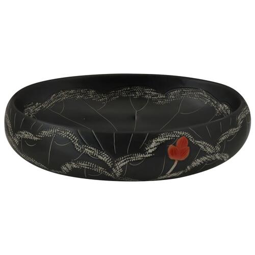 Håndvask til bordplade 59x40x15 cm oval keramik sort