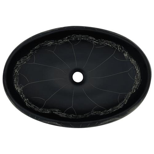 Håndvask til bordplade 59x40x15 cm oval keramik sort