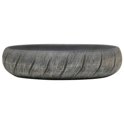 Håndvask til bordplade 59x40x15 cm oval keramik sort og grå