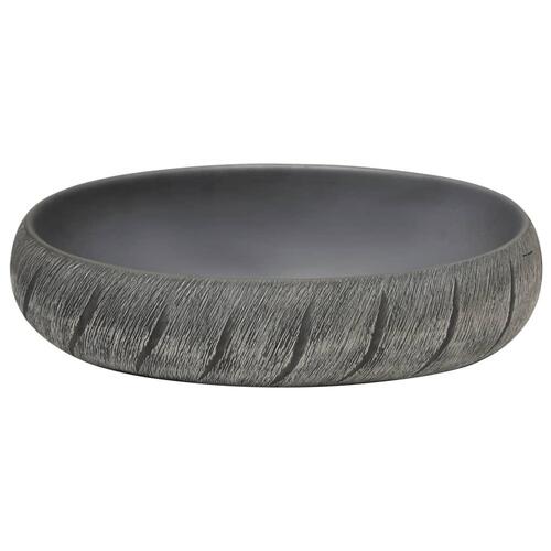 Håndvask til bordplade 59x40x15 cm oval keramik sort og grå