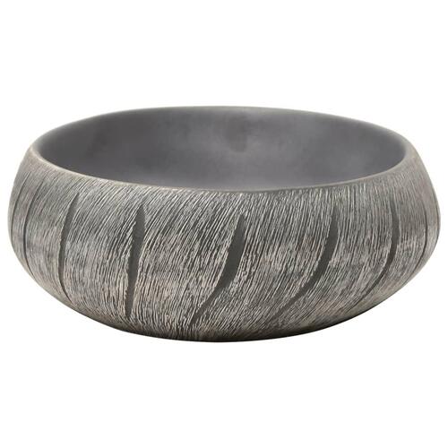 Håndvask til bordplade 59x40x15 cm oval keramik sort og grå