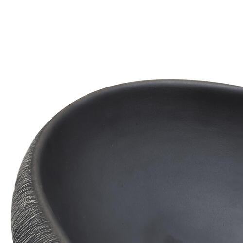 Håndvask til bordplade 59x40x15 cm oval keramik sort og grå