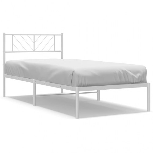 Sengeramme med sengegavl 80×200 cm - metal, hvid