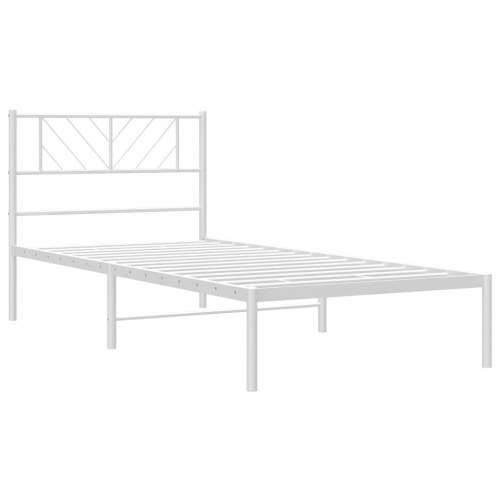 Sengeramme med sengegavl 80×200 cm - metal, hvid