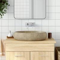 Håndvask til bordplade 59x40x15 cm oval keramik sandfarvet