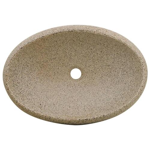 Håndvask til bordplade 59x40x15 cm oval keramik sandfarvet