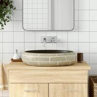 Håndvask til bordplade 59x40x15 cm oval keramik flerfarvet