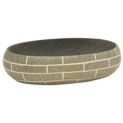 Håndvask til bordplade 59x40x15 cm oval keramik flerfarvet