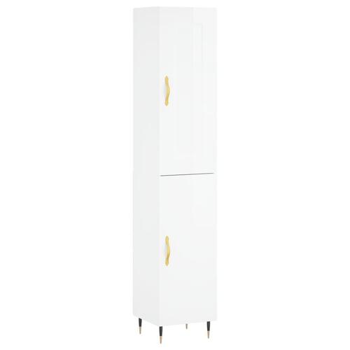 Skab 34,5x34x180 cm konstrueret træ hvid højglans
