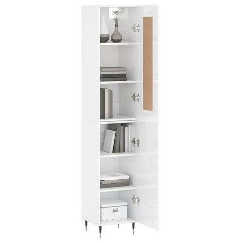 Skab 34,5x34x180 cm konstrueret træ hvid højglans