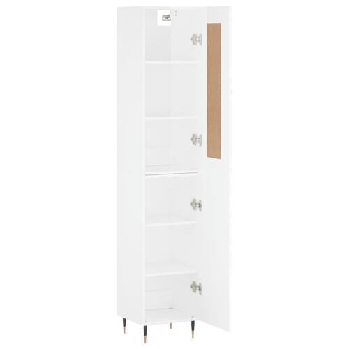 Skab 34,5x34x180 cm konstrueret træ hvid højglans
