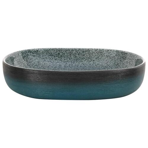 Håndvask til bordplade 59x40x14 cm oval keramik turkis